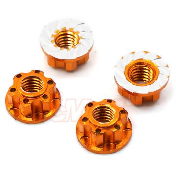 Yeah Racing 4mm Aluminium Wheel Flange Lock Nut 4pcs Orange (YA-0448OR)