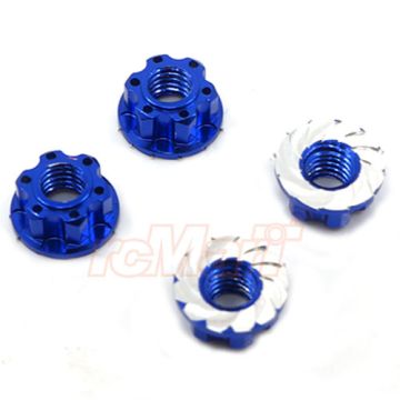 Yeah Racing 4mm Aluminium Wheel Flange Lock Nut 4pcs Dark Blue (YA-0448DB)