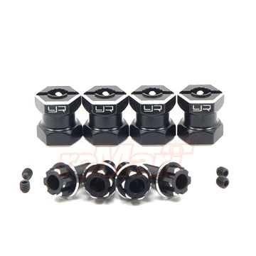 Yeah Racing Aluminium Hex Adaptor 15mm Offset 12mm Hex - Black 4pcs (WA-023BK)