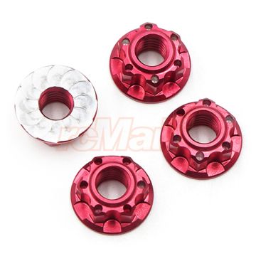 Yeah Racing 4mm Aluminium Wheel Flange Lock Nut 4pcs Red (YA-0448RD)