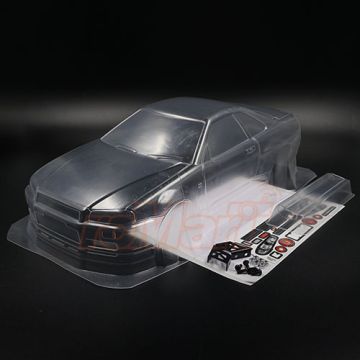 Slidelogy 1/10  Mini R34 Style Clear Body For 210mm (SDY-0197)
