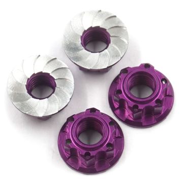 Yeah Racing 4mm Aluminium Wheel Flange Lock Nut 4pcs Purple (YA-0448PP)