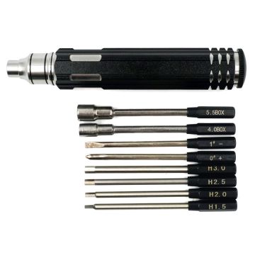 Xtra Speed 8 In 1 Screwdriver Set - 1.5-3.0mm Hex 4.0-5.5mm Lock Nut 3mm Phillips Flat Head (XS-59216)
