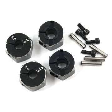 Yeah Racing Aluminium 8mm Wheel Adapter Set 12mm Hex Black (WA-041BK)