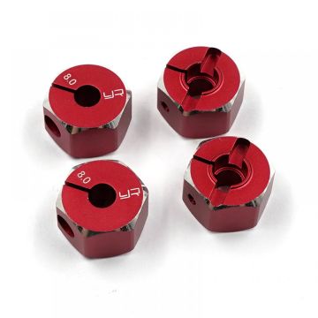 Yeah Racing Aluminium 8mm Wheel Adapter Set 12mm Hex Red (WA-041RD)