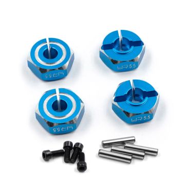 Yeah Racing Aluminium 5.5mm Wheel Adapter Set 12mm Hex Blue (WA-032BU)