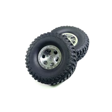 Absima 1.1" Aluminum Beadlock Wheels 1:18 Crawler - Silver (2) (AB1810001)