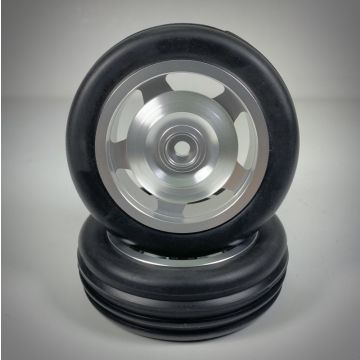 Absima 1:10 Aluminium Buggy Wheel Set 2WD Ribbed Tyre Front (2) (AB2500022)