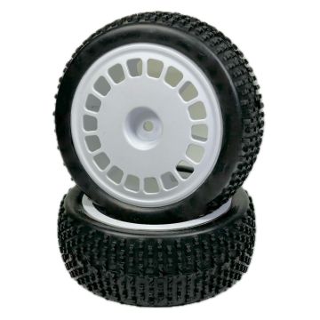 Absima 1:10 Buggy Wheel Set "Mini Block" Front White (2) (AB2500052)