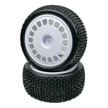 Absima 1:10 Buggy Wheel Set "Mini Block" Rear White (2) (AB2500053)