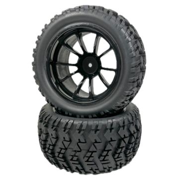 Absima 1:10 Truggy/Monster Truck Wheel Set Black (2) (AB2500026)