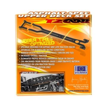 Xray T2'008 Asphalt-Spec Upper Deck Graphite + Rear Upper Deck - Set (XR301185)