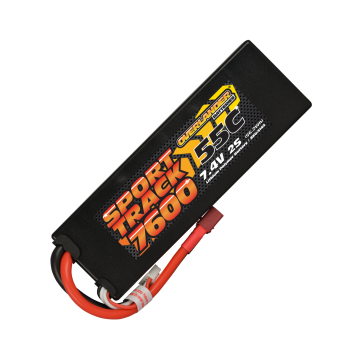 Overlander 7600mAh 7.4V 2S 55C Hard Case Sport Track LiPo Battery - Deans (OL3142DEANS)