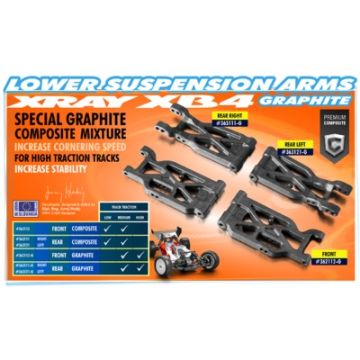 Xray Composite Suspension Arm Rear Lower Left - Graphite (XR363121-G)