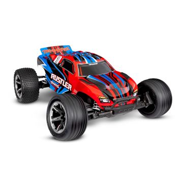 Traxxas 1:10 Rustler HD 2wd XL-5 RTR Red With Battery & USB Charger - Clipless Body (TRX37254-8-RED)