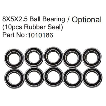 Absima 8X5X2.5 Ball Bearing ( 10pcs Rubber Seal )