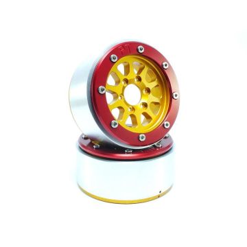Metsafil Beadlock Wheels GEAR Gold/Red 1.9 (2) w/o Hub (MT5030GOR)