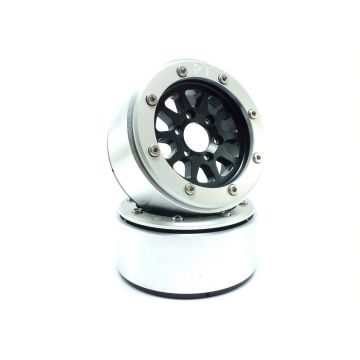 Metsafil Beadlock Wheels GEAR Black/Silver 1.9 (2) w/o Hub (MT5030BS)