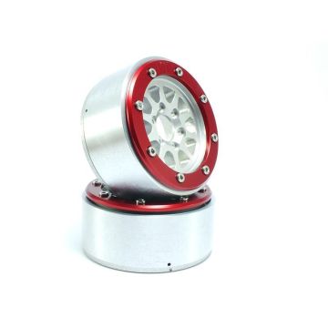 Metsafil Beadlock Wheels GEAR Silver/Red 1.9 (2) w/o Hub (MT5030SR)