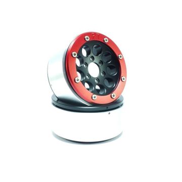 Metsafil Beadlock Wheels GUN Black/Red 1.9 (2) w/o Hub (MT5020BR)