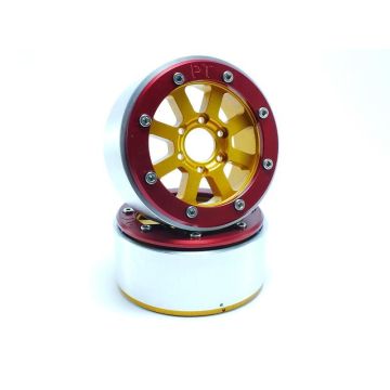 Metsafil Beadlock Wheels HAMMER Gold/Red 1.9 (2) w/o Hub (MT5040GOR)