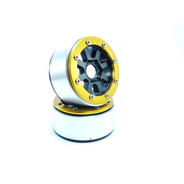 Metsafil Beadlock Wheels HAMMER Black/Gold 1.9 (2) w/o Hub (MT5040BGO)