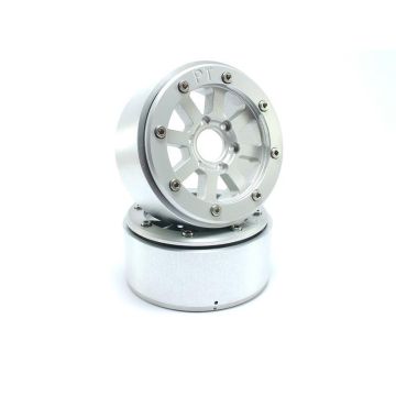Metsafil Beadlock Wheels HAMMER Silver/Silver 1.9 (2) w/o Hub (MT5040SS)