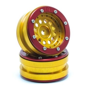 Metsafil Beadlock Wheels PT-Bullet Gold/Red 1.9 (2 pcs) (MT0020GOR)