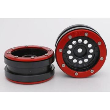 Metsafil Beadlock Wheels PT-Bullet Black/Red 1.9 (2 pcs)Â  (MT0020BRÂ )