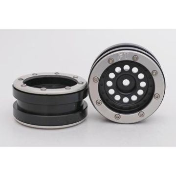 Metsafil Beadlock Wheels PT-Bullet Black/Silver 1.9 (2 pcs)Â  (MT0020BSÂ )