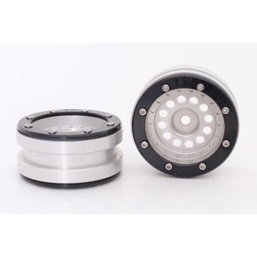 Metsafil Beadlock Wheels PT-Bullet Silver/Black 1.9 (2 pcs)Â  (MT0020SBÂ )