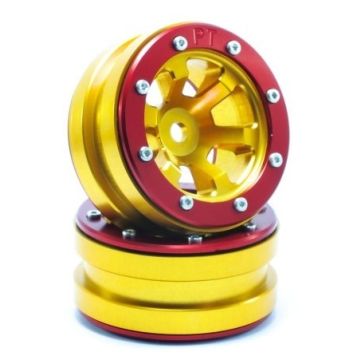 Metsafil Beadlock Wheels PT-Claw Gold/Red 1.9 (2 pcs) (MT0060GOR)