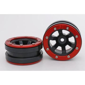 Metsafil Beadlock Wheels PT-Claw Black/Red 1.9 (2 pcs)Â  (MT0060BRÂ )