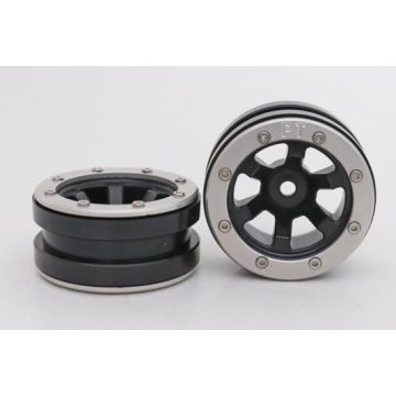 Metsafil Beadlock Wheels PT-Claw Black/Silver 1.9 (2 pcs)Â  (MT0060BSÂ )