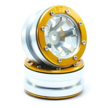 Metsafil Beadlock Wheels PT-Claw Silver/Gold 1.9 (2 pcs) (MT0060SGO)