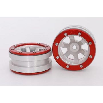 Metsafil Beadlock Wheels PT-Claw Silver/Red 1.9 (2 pcs)Â  (MT0060SRÂ )