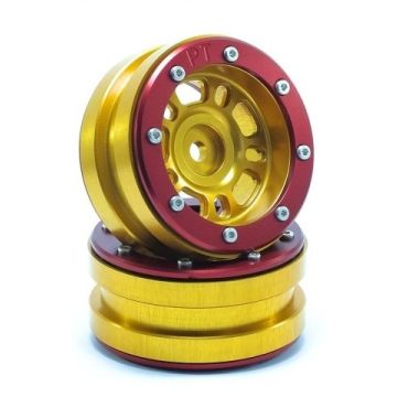 Metsafil Beadlock Wheels PT-Distractor Gold/Red 1.9 (2 pcs) (MT0040GOR)