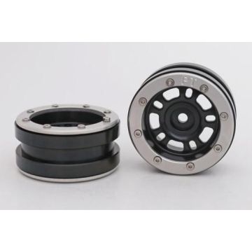 Metsafil Beadlock Wheels PT-Distractor Black/Silver 1.9 (2 pcs)Â  (MT0040BSÂ )