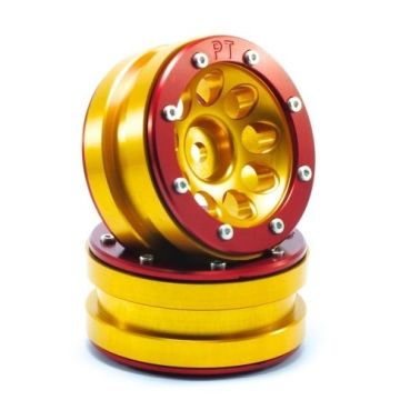 Metsafil Beadlock Wheels PT-Ecohole Gold/Red 1.9 (2 pcs) (MT0050GOR)
