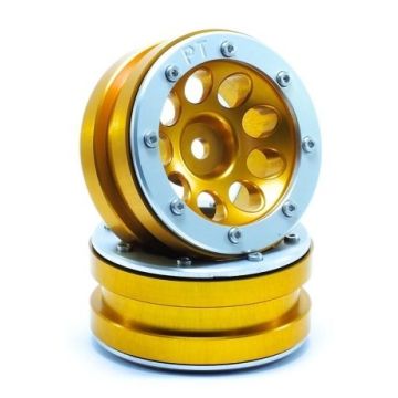 Metsafil Beadlock Wheels PT-Ecohole Gold/Silver 1.9 (2 pcs) (MT0050GOS)