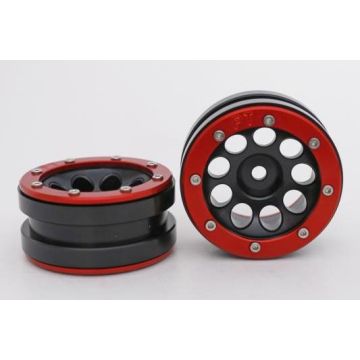Metsafil Beadlock Wheels PT-Ecohole Black/Red 1.9 (2 pcs)Â  (MT0050BRÂ )