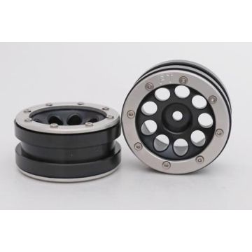 Metsafil Beadlock Wheels PT-Ecohole Black/Silver 1.9 (2 pcs)Â  (MT0050BSÂ )