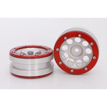 Metsafil Beadlock Wheels PT-Ecohole Silver/Red 1.9 (2 pcs)Â  (MT0050SRÂ )