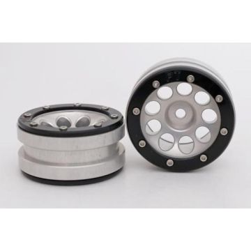 Metsafil Beadlock Wheels PT-Ecohole Silver/Black 1.9 (2 pcs)Â  (MT0050SBÂ )