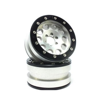 Metsafil Beadlock Wheels PT-REVOLVER silver/black 2.2 (2) w/o Hub (MT2220SB)