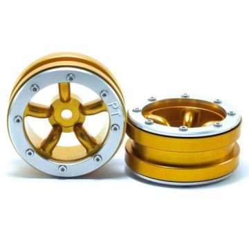 Metsafil Beadlock Wheels PT-Safari Gold/Silver 1.9 (2 pcs) (MT0010GOS)
