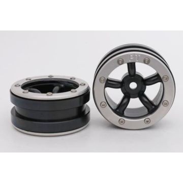 Metsafil Beadlock Wheels PT-Safari Black/Silver 1.9 (2 pcs)Â  (MT0010BSÂ )