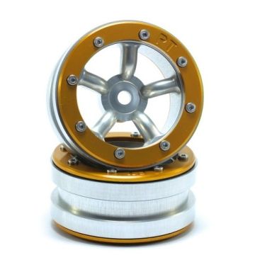 Metsafil Beadlock Wheels PT-Safari Silver/Gold 1.9 (2 pcs) (MT0010SGO)