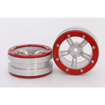 Metsafil Beadlock Wheels PT-Safari Silver/Red 1.9 (2 pcs)Â  (MT0010SRÂ )