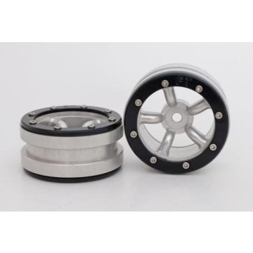 Metsafil Beadlock Wheels PT-Safari Silver/Black 1.9 (2 pcs)Â  (MT0010SBÂ )